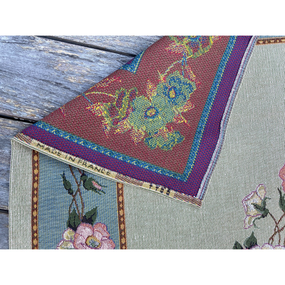 GOBLYS Table Covering Tapestry Square Floral Jacquard Cotton Beige France 58x58 - Picture 9 of 13